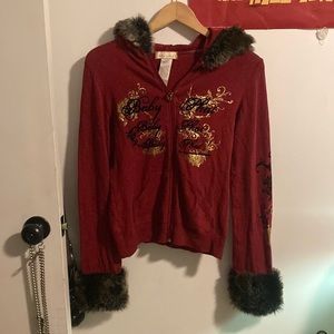y2k baby phat faux fur jacket
